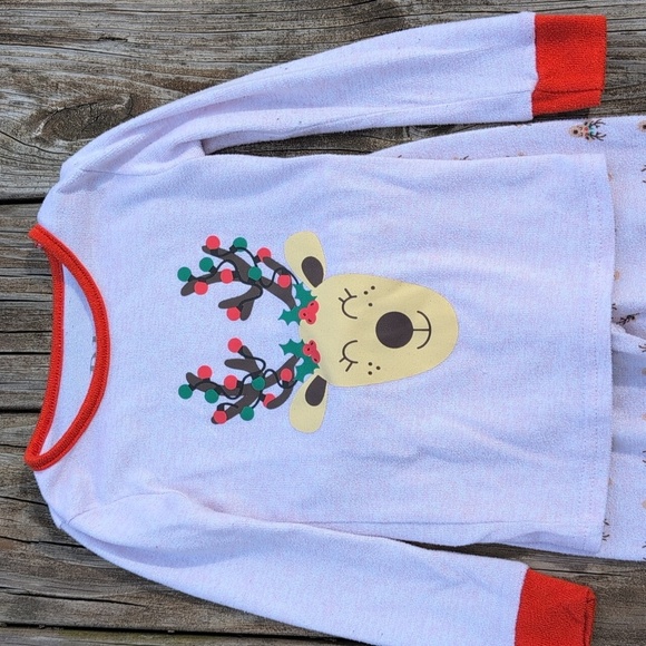 PJ Essentials 3T Girls Pink Reindeer Christmas Long Sleeve Pajama Set - Picture 2 of 8
